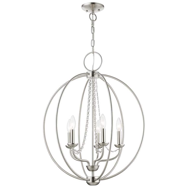 Image 6 Livex Lighting Arabella 22" Nickel and Crystal Open Globe Chandelier more views