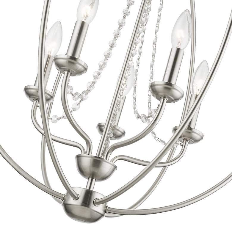 Image 7 Livex Lighting Arabella 22" Nickel and Crystal Open Globe Chandelier more views