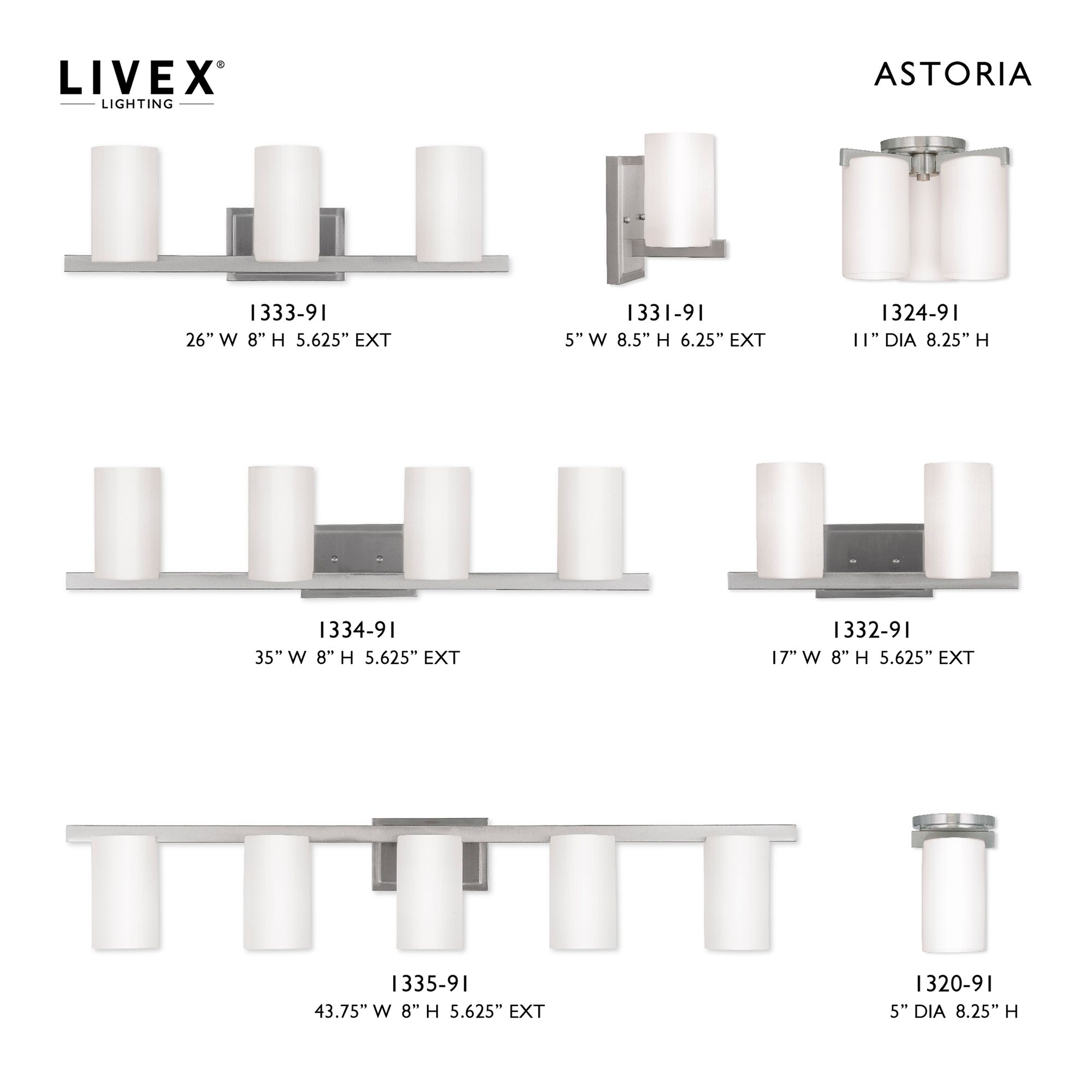 Livex Lighting Astoria 35" Wide 4-Light Brushed Nickel Vanity Light