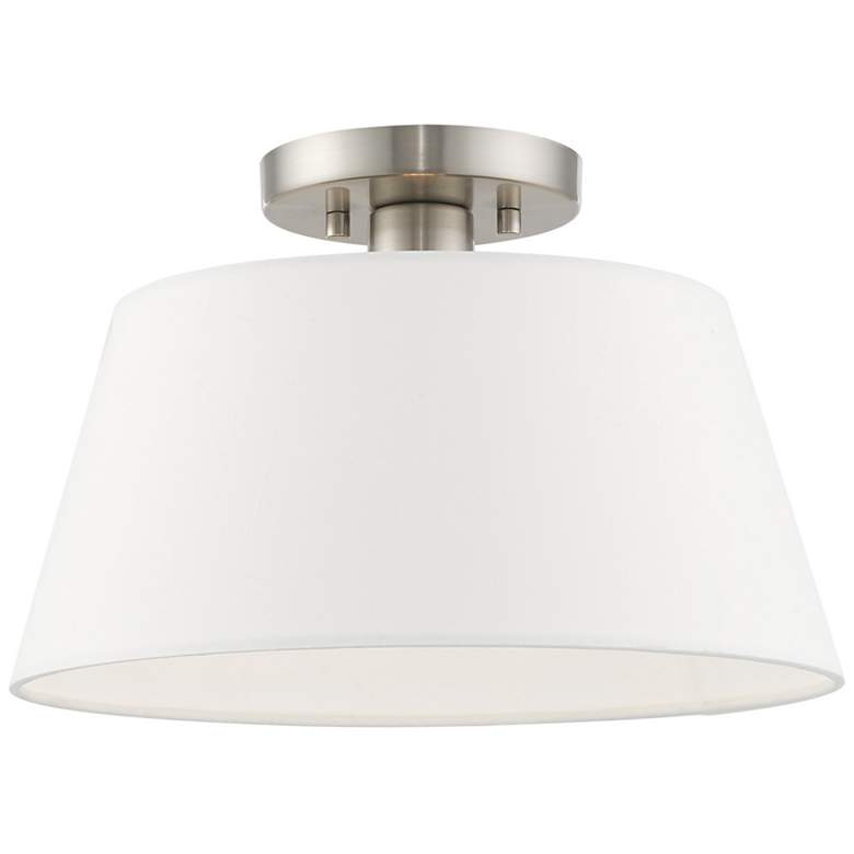 Image 1 Livex Lighting Belclaire 13" Wide 1-Light Brushed Nickel Ceiling Mount