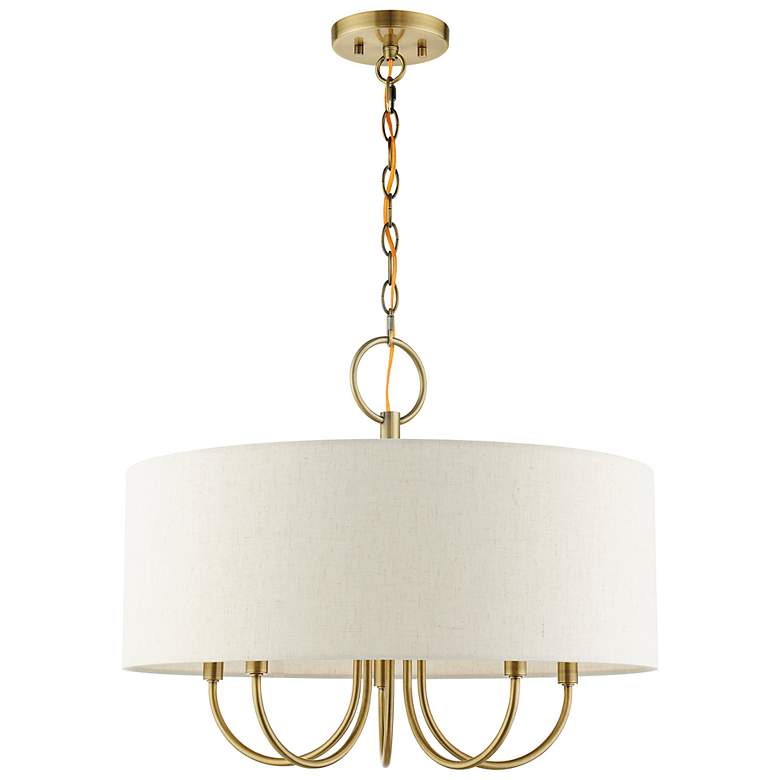 Image 6 Livex Lighting Blossom 22" Wide Antique Brass 5-Light Drum Chandelier more views