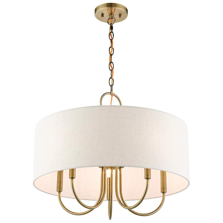 Image 7 Livex Lighting Blossom 22" Wide Antique Brass 5-Light Drum Chandelier more views