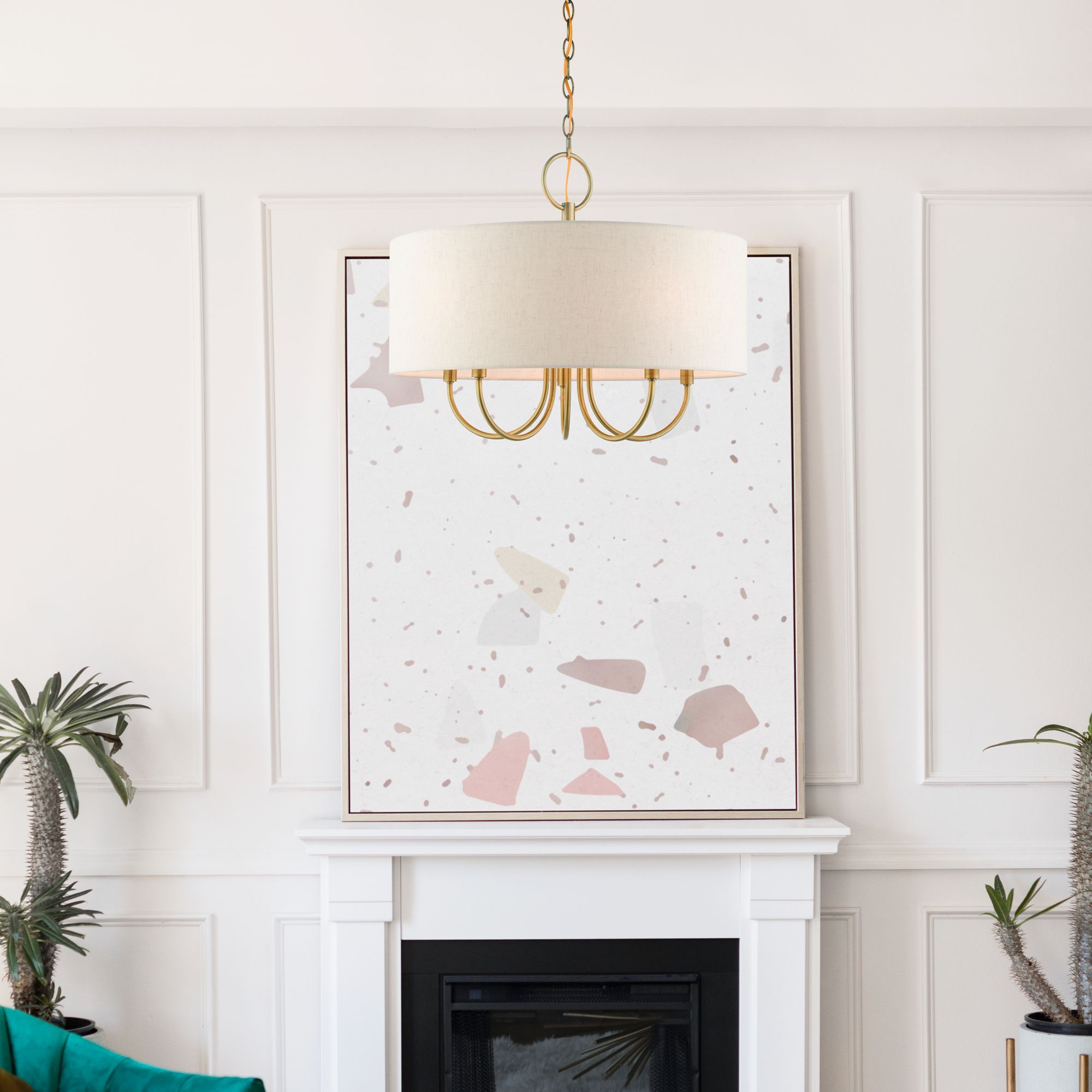 Livex Lighting Blossom 22" Wide Antique Brass 5-Light Drum Chandelier in scene