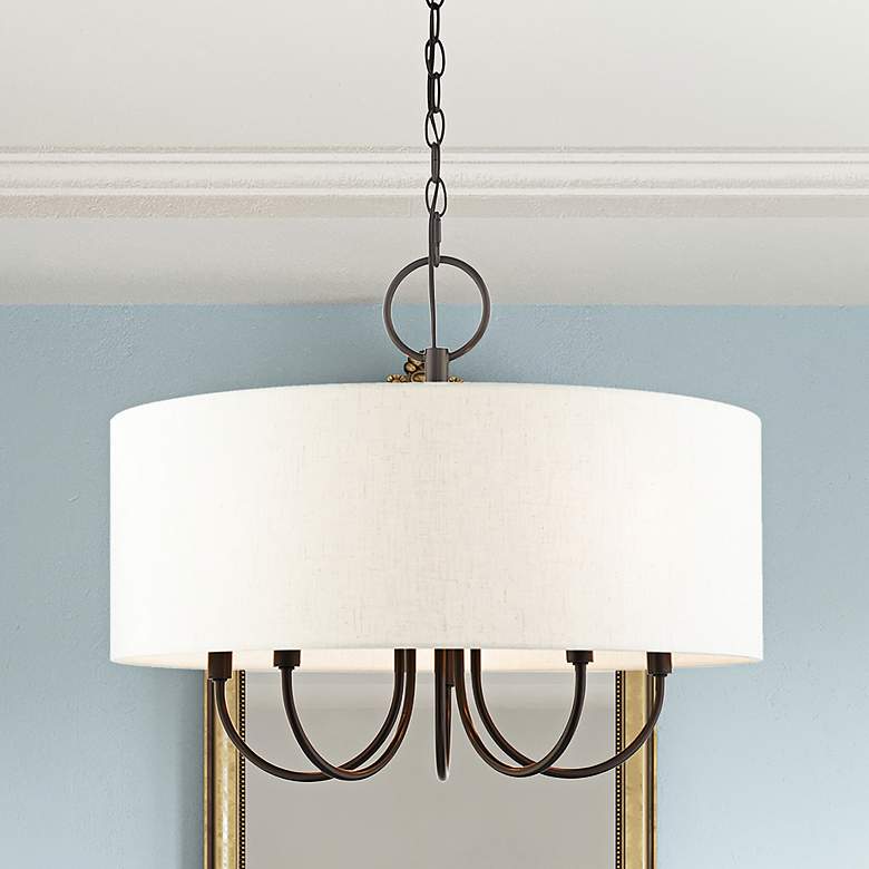 Image 2 Livex Lighting Blossom 22" Wide English Bronze Drum Pendant Light