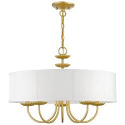 Livex Lighting Brookdale 23" Soft Gold 5-Light Drum Shade Chandelier