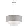 3_Livex Lighting Brookmeade 23" Gray and White Tiered Drum Chandelier more views