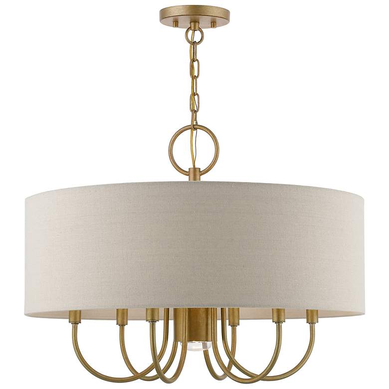 Image 2 Livex Lighting Burnett 24" Wide Antique Gold 7-Light Drum Chandelier
