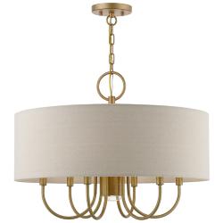 Livex Lighting Burnett 24" Wide Antique Gold 7-Light Drum Chandelier