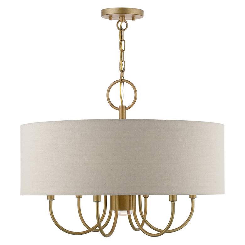 Image 3 Livex Lighting Burnett 24" Wide Antique Gold 7-Light Drum Chandelier more views