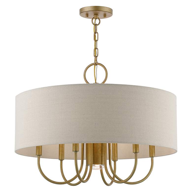 Image 4 Livex Lighting Burnett 24" Wide Antique Gold 7-Light Drum Chandelier more views