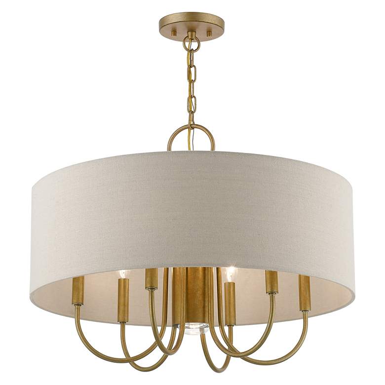 Image 5 Livex Lighting Burnett 24" Wide Antique Gold 7-Light Drum Chandelier more views