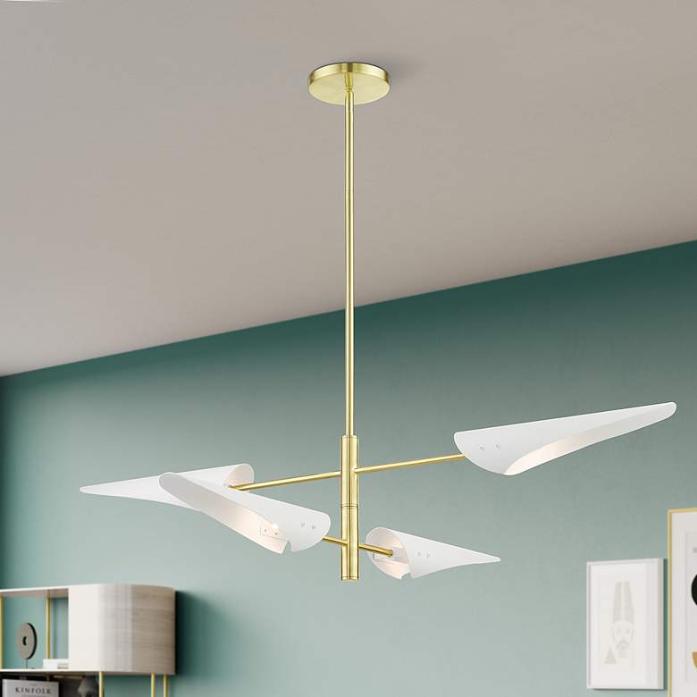 Image 1 Livex Lighting Capistrano 38" Satin Brass 4-Light Modern Chandelier