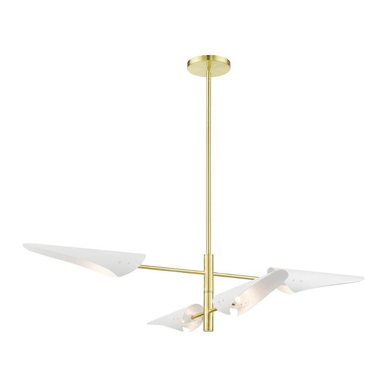 Image 7 Livex Lighting Capistrano 38" Satin Brass 4-Light Modern Chandelier more views