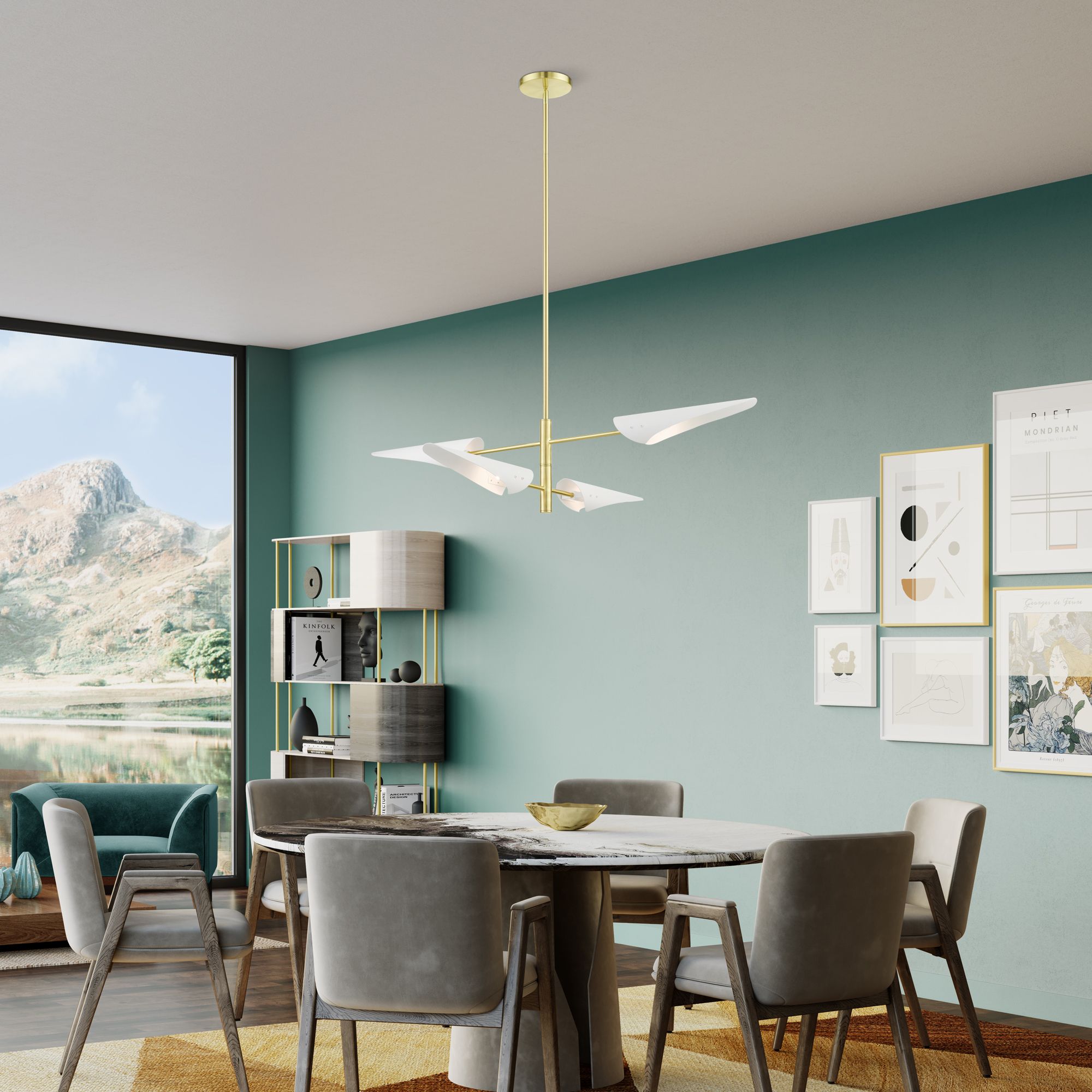 Livex Lighting Capistrano 38" Satin Brass 4-Light Modern Chandelier