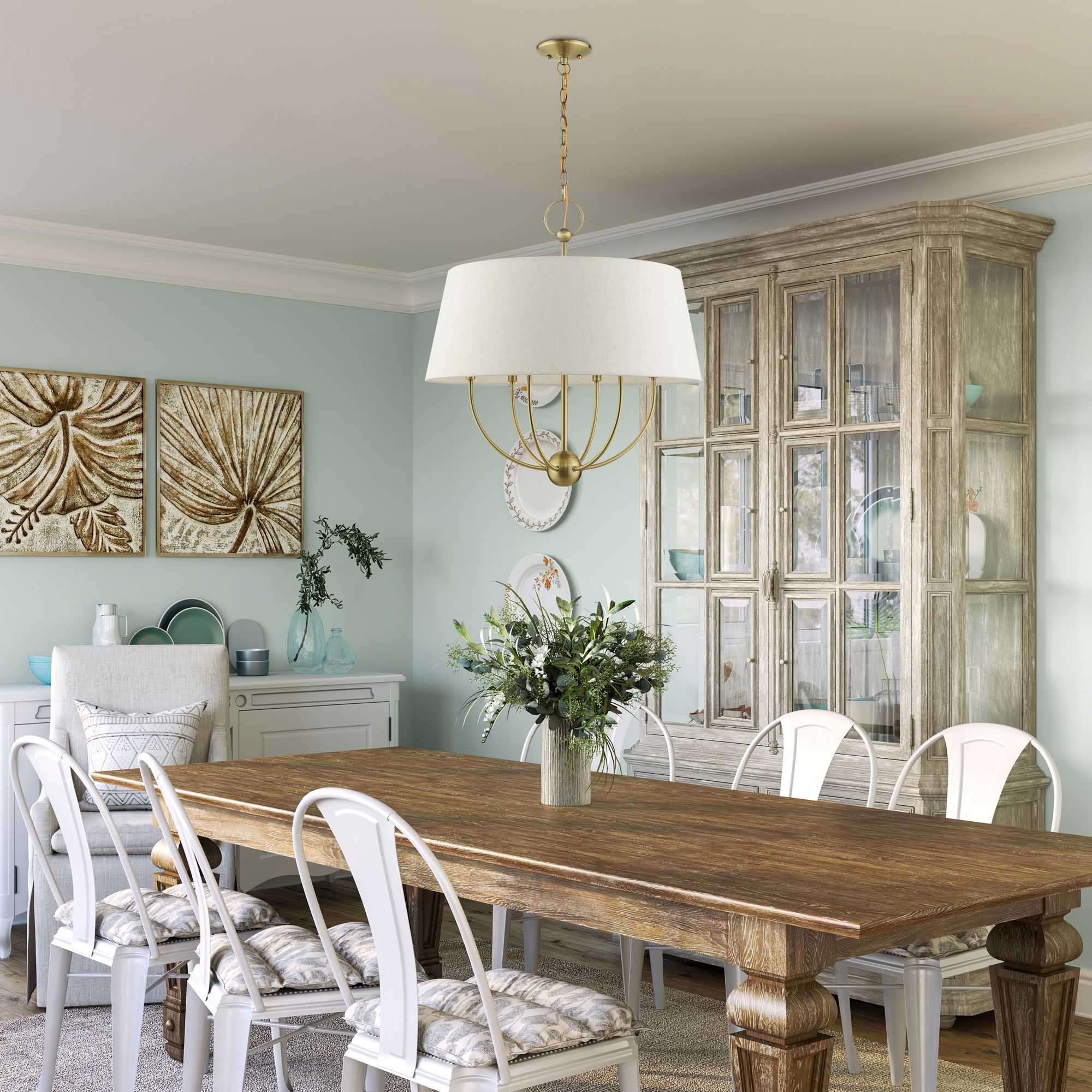 Livex Lighting Cartwright 24" Antique Brass 6-Light Drum Chandelier in scene