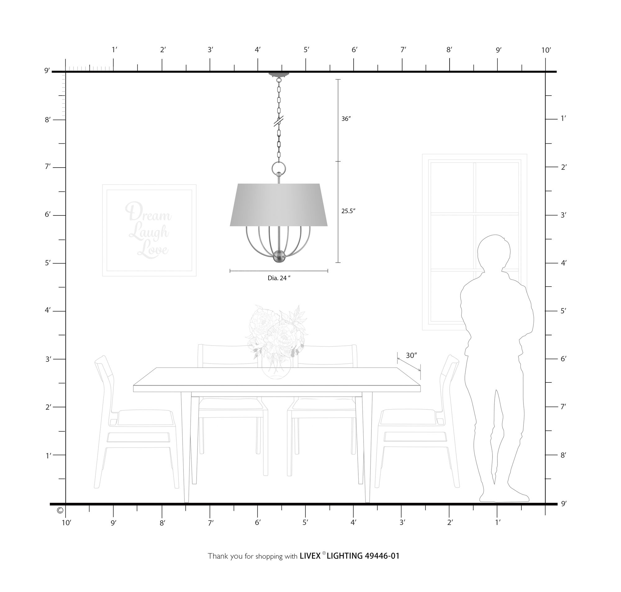 Livex Lighting Cartwright 24" Antique Brass 6-Light Drum Chandelier in scene