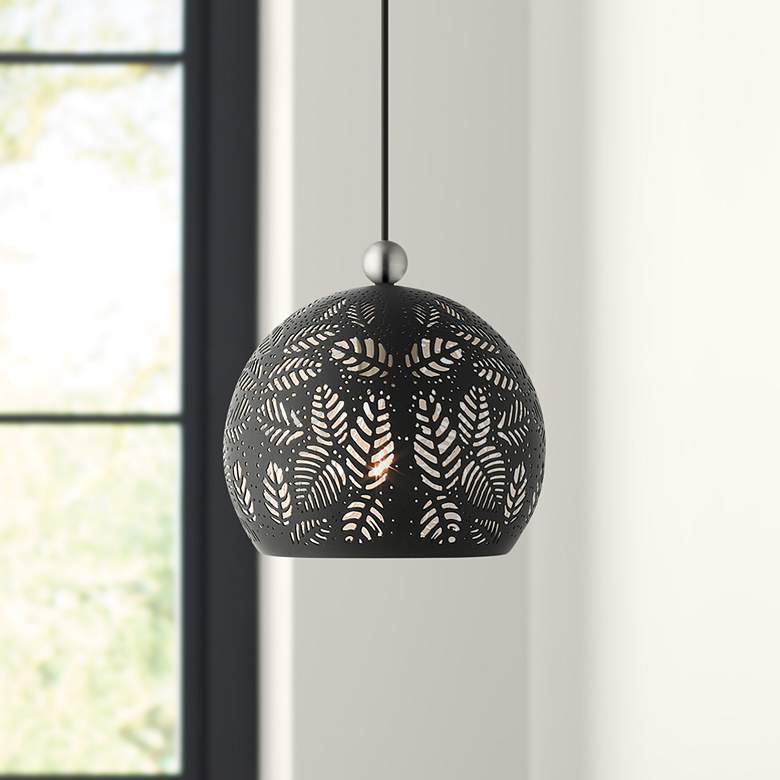 Image 1 Livex Lighting Chantily 8" Wide Black Metal Globe Mini Pendant Light