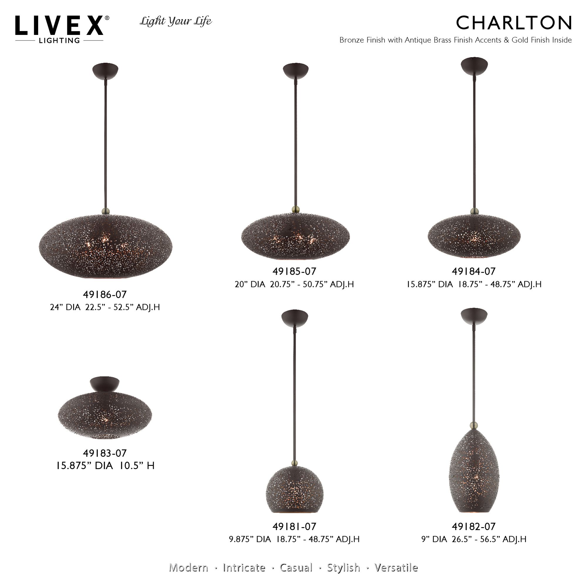 Livex Lighting Charlton 10" Wide Bronze Orb Modern Mini-Pendant