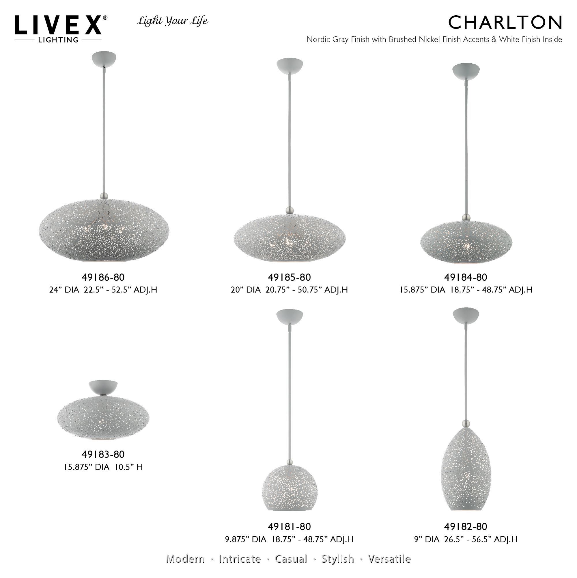 Livex Lighting Charlton 10" Wide Nordic Gray Modern Dome Pendant