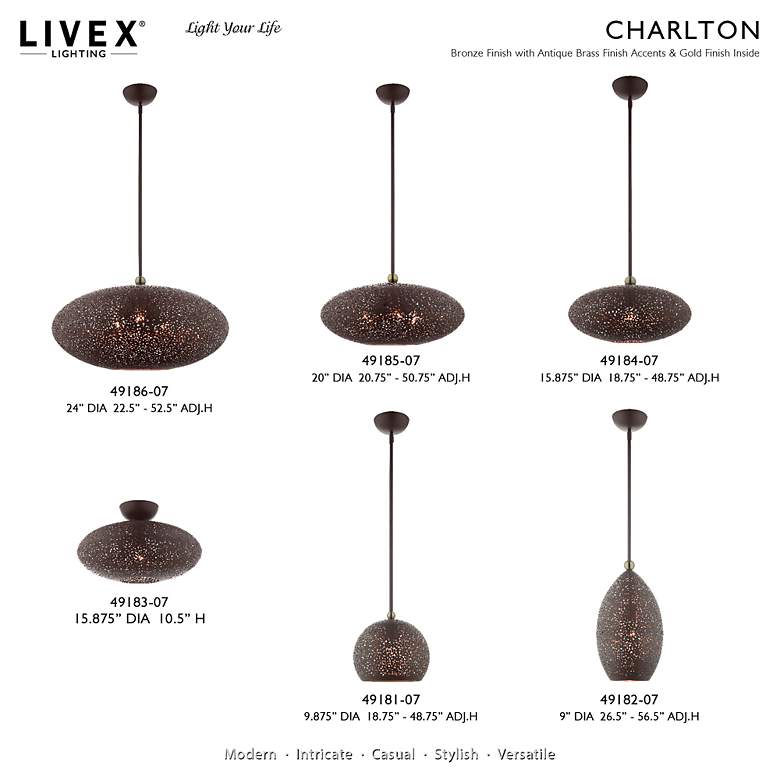 Image 3 Livex Lighting Charlton 16" Wide Modern Orb Bronze Ceiling Light more views
