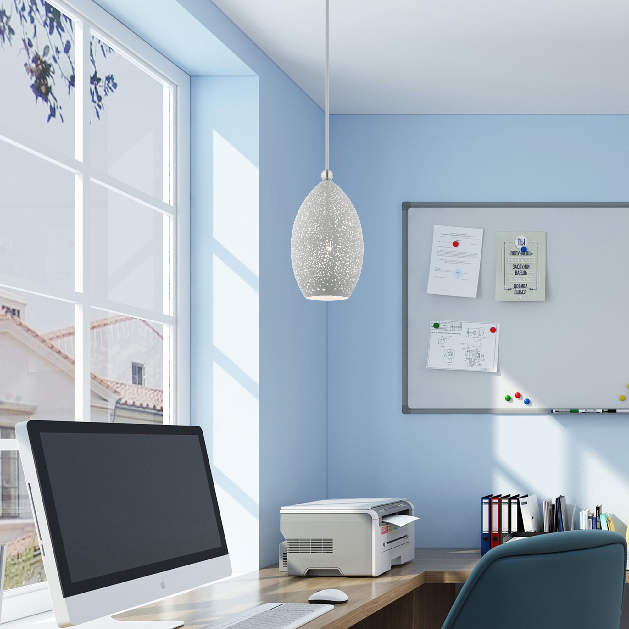 Livex Lighting Charlton 9" Wide Nordic Gray Modern Mini-Pendant