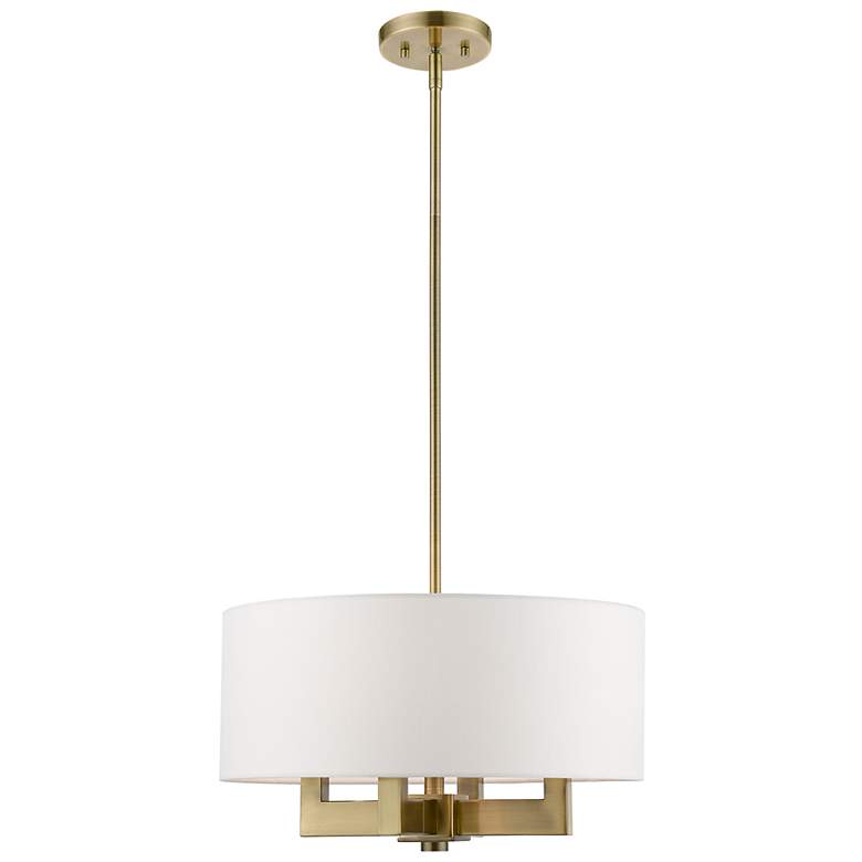 Image 2 Livex Lighting Cresthaven 18" Wide Antique Brass 4-Light Drum Pendant
