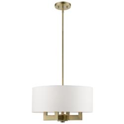 Livex Lighting Cresthaven 18" Wide Antique Brass 4-Light Drum Pendant