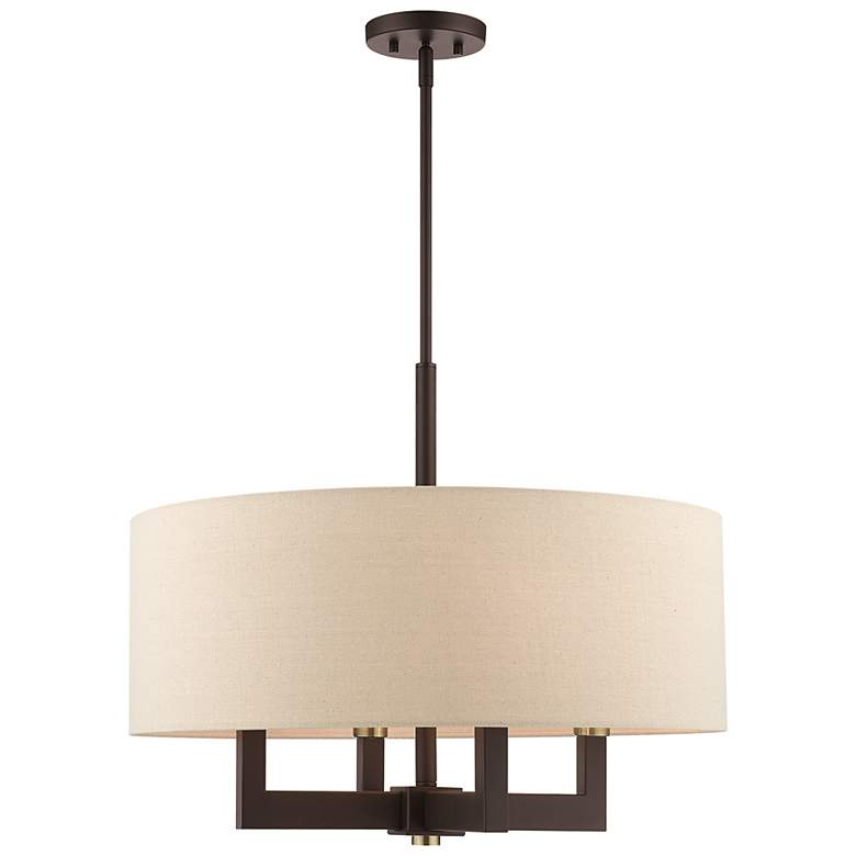 Image 2 Livex Lighting Cresthaven 24" Wide Bronze Drum Shade Chandelier