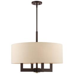 Livex Lighting Cresthaven 24" Wide Bronze Drum Shade Chandelier
