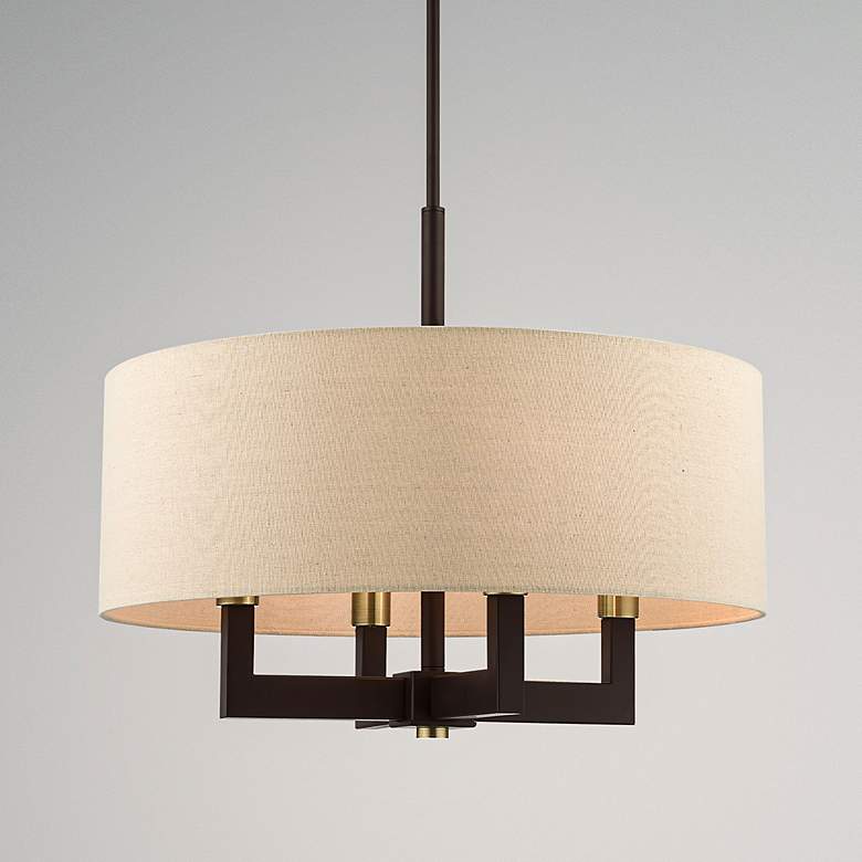Image 1 Livex Lighting Cresthaven 24" Wide Bronze Drum Shade Chandelier