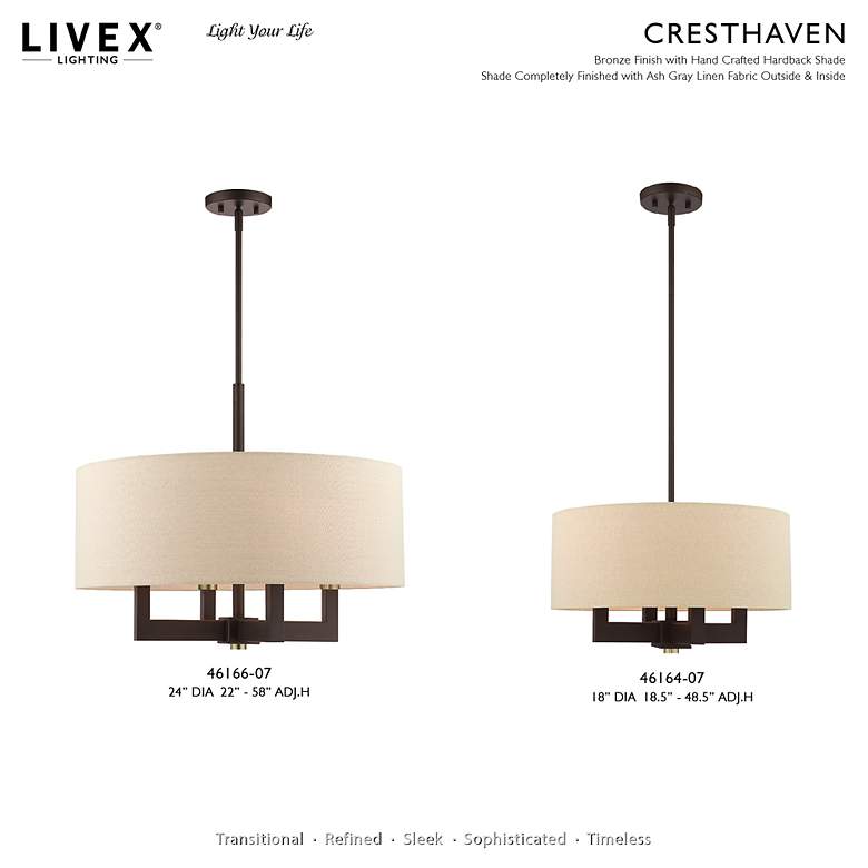 Image 3 Livex Lighting Cresthaven 24" Wide Bronze Drum Shade Chandelier more views