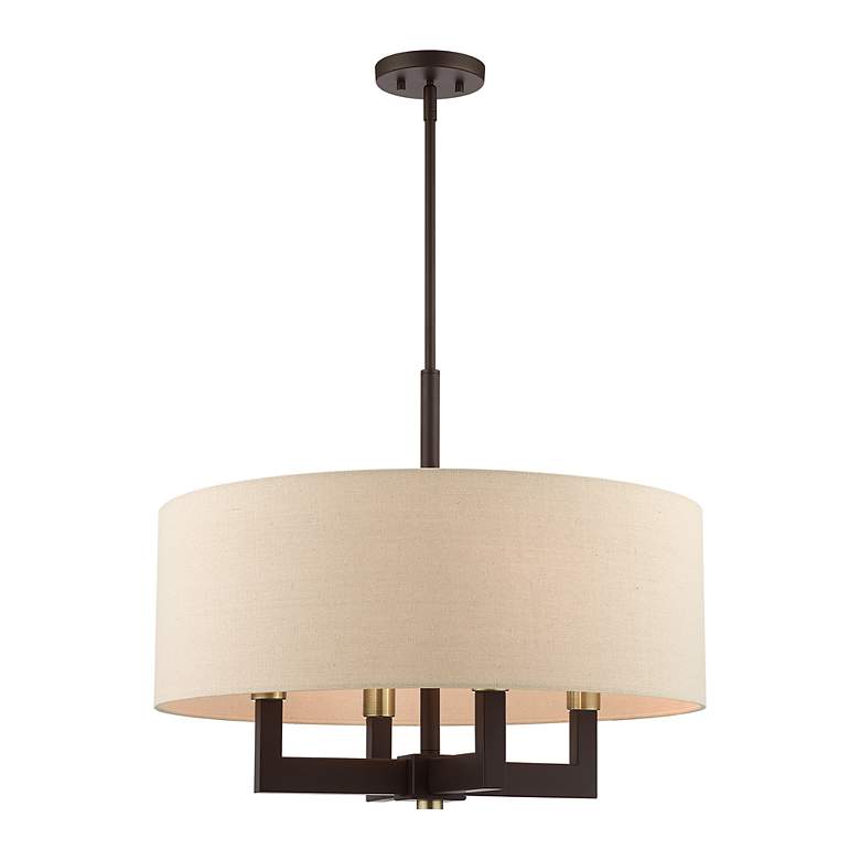 Image 6 Livex Lighting Cresthaven 24" Wide Bronze Drum Shade Chandelier more views