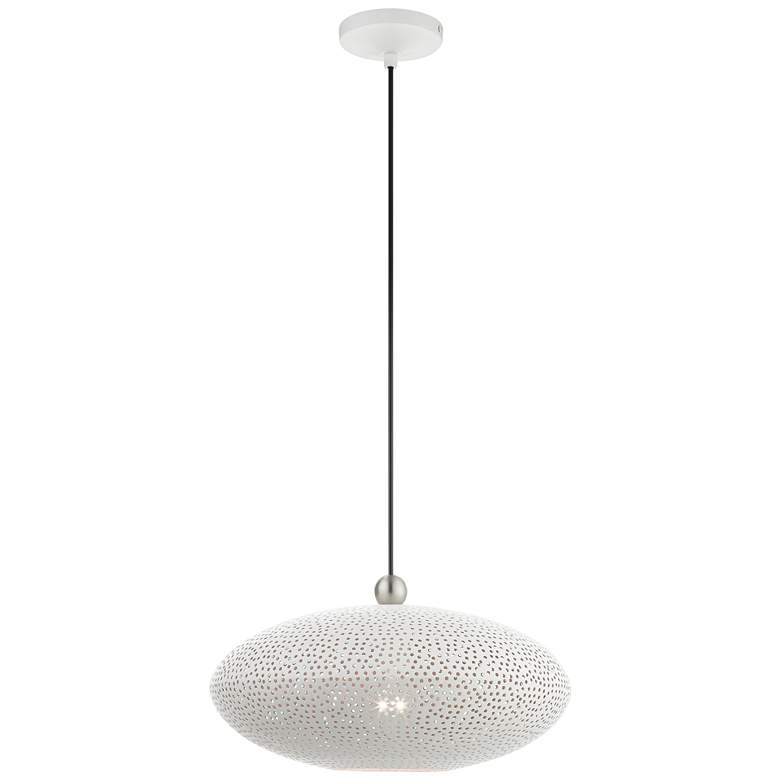 Image 2 Livex Lighting Dublin 16 inch Wide Modern White Metal Oval Pendant Light