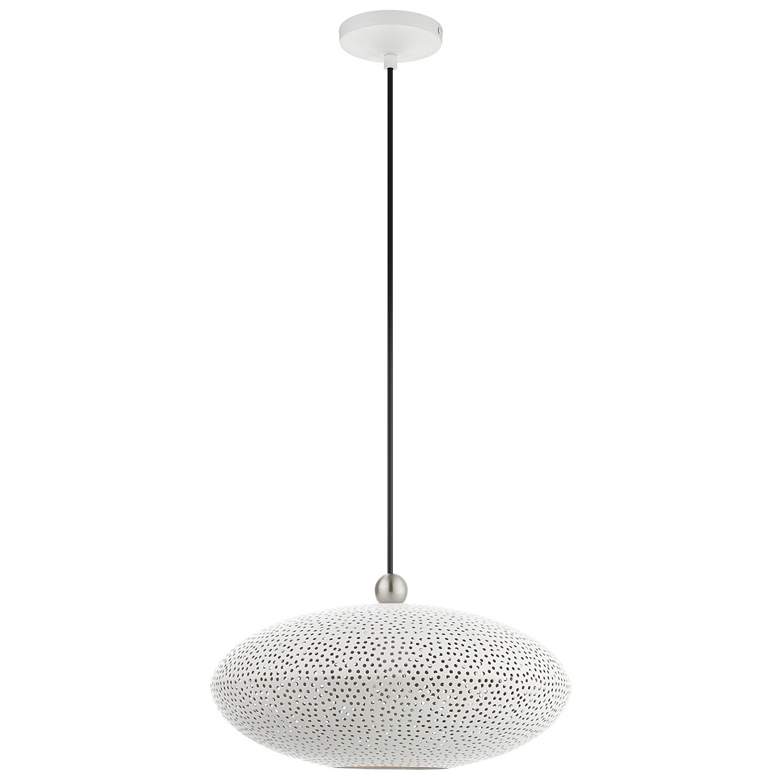 Image 3 Livex Lighting Dublin 16 inch Wide Modern White Metal Oval Pendant Light more views