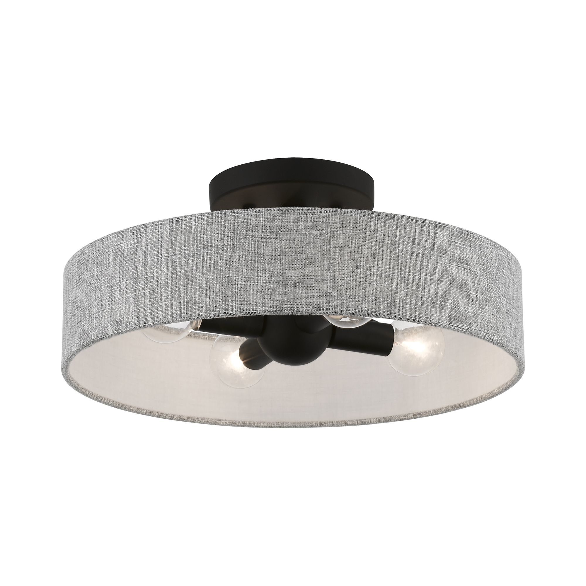 Image 3 Livex Lighting Elmhurst 14" Wide 4-Light Gray Drum Ceiling Light more views