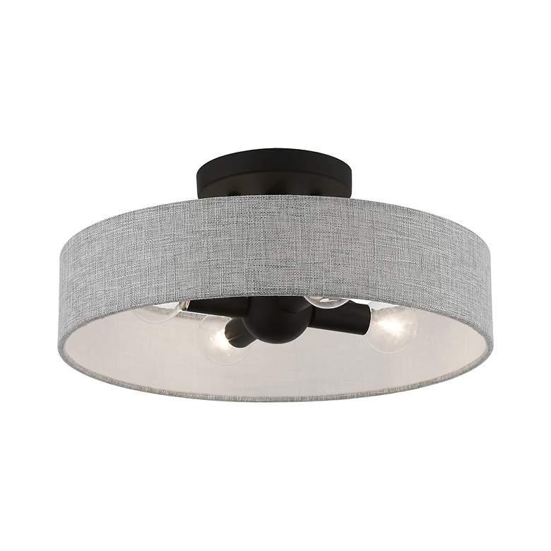 Image 3 Livex Lighting Elmhurst 14" Wide 4-Light Gray Drum Ceiling Light more views