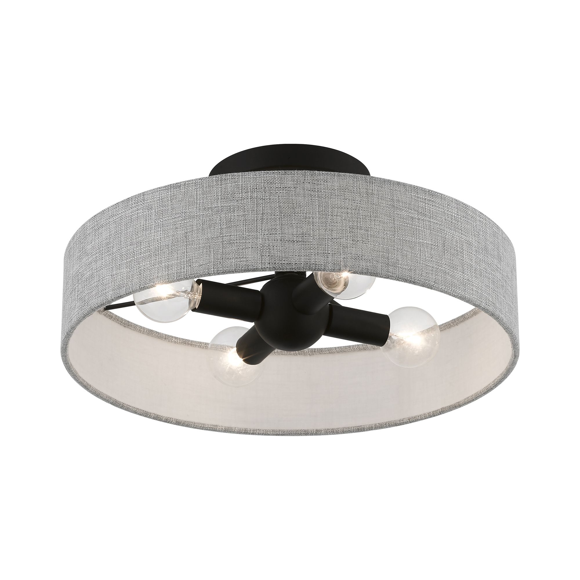 Image 4 Livex Lighting Elmhurst 14" Wide 4-Light Gray Drum Ceiling Light more views