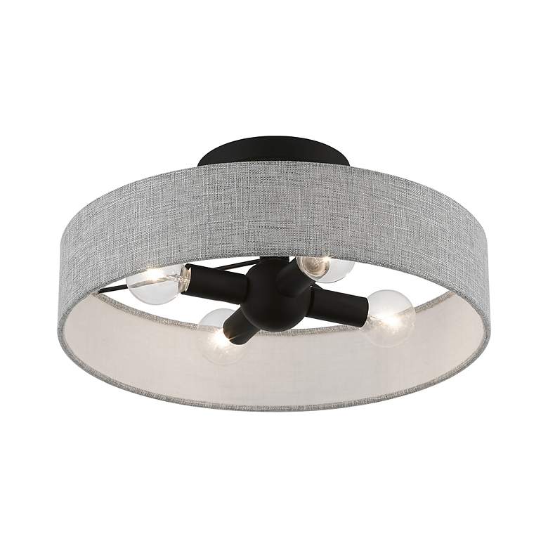 Image 4 Livex Lighting Elmhurst 14" Wide 4-Light Gray Drum Ceiling Light more views