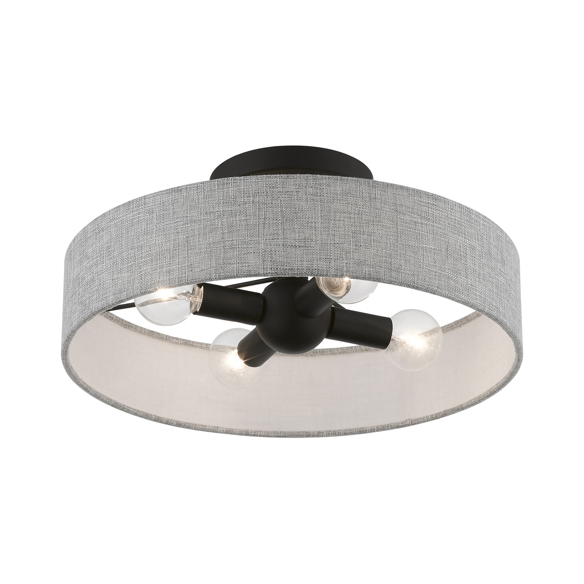 Image 5 Livex Lighting Elmhurst 14" Wide 4-Light Gray Drum Ceiling Light more views