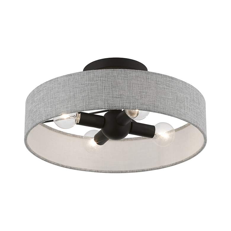 Image 5 Livex Lighting Elmhurst 14" Wide 4-Light Gray Drum Ceiling Light more views