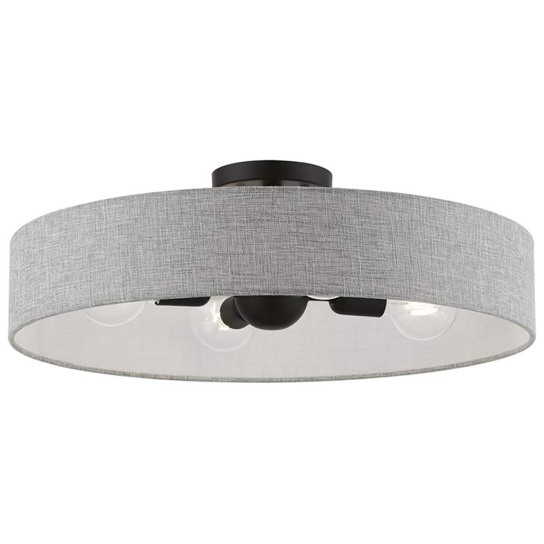 Image 1 Livex Lighting Elmhurst 22" 4-Light Black and Gray Drum Ceiling Light