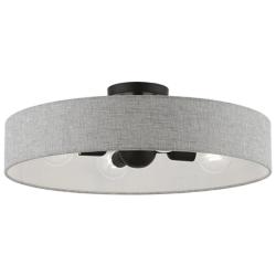 Livex Lighting Elmhurst 22" 4-Light Black and Gray Drum Ceiling Light