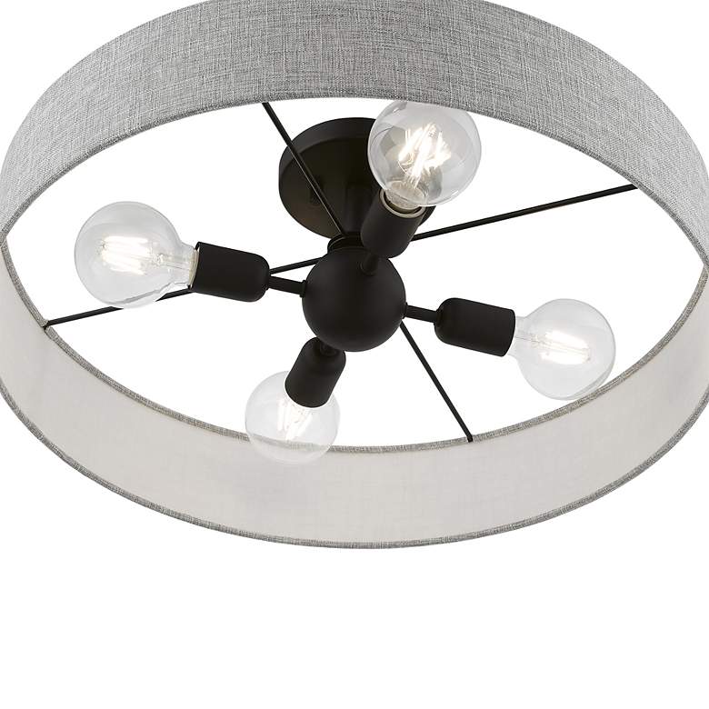 Image 7 Livex Lighting Elmhurst 22" 4-Light Black and Gray Drum Ceiling Light more views