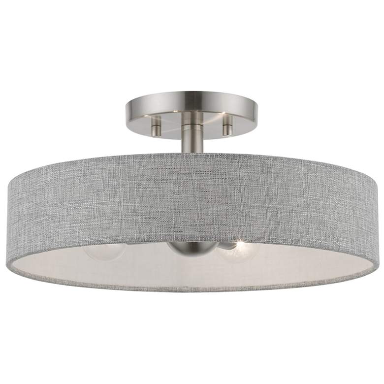Image 1 Livex Lighting Elmhurst 22" 4-Light Nickel Gray Drum Ceiling Light