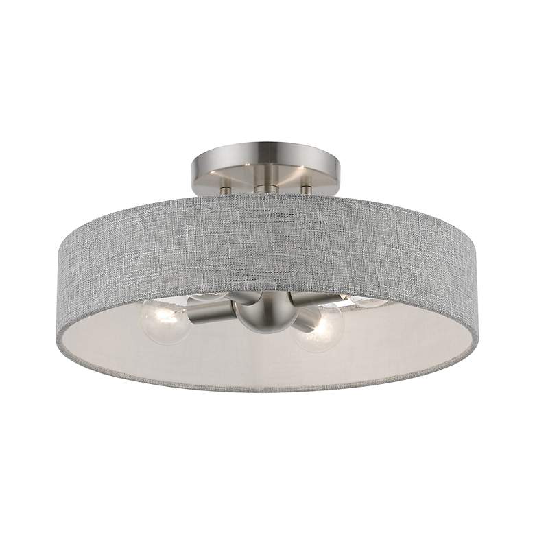 Image 3 Livex Lighting Elmhurst 22" 4-Light Nickel Gray Drum Ceiling Light more views