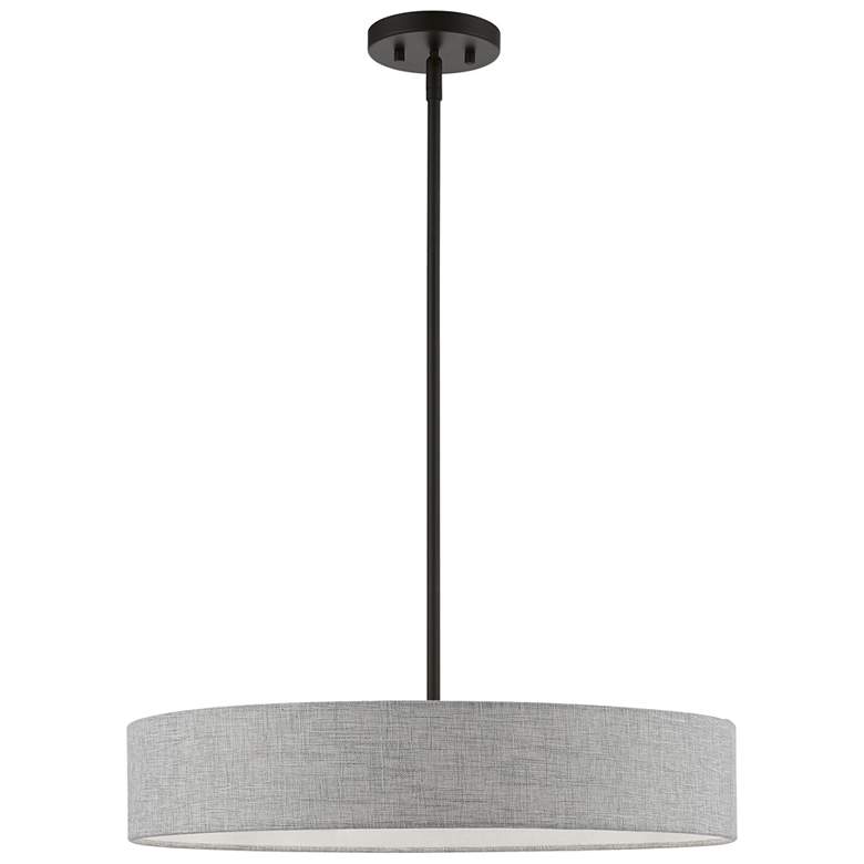 Image 2 Livex Lighting Elmhurst 22" Wide 4-Light Black and Gray Drum Pendant