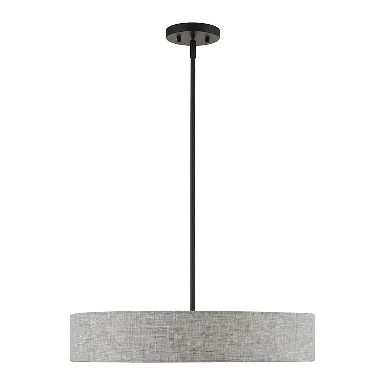 Image 3 Livex Lighting Elmhurst 22" Wide 4-Light Black and Gray Drum Pendant more views