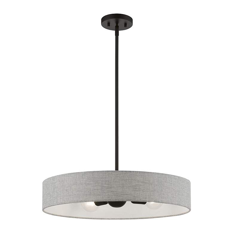 Image 4 Livex Lighting Elmhurst 22" Wide 4-Light Black and Gray Drum Pendant more views
