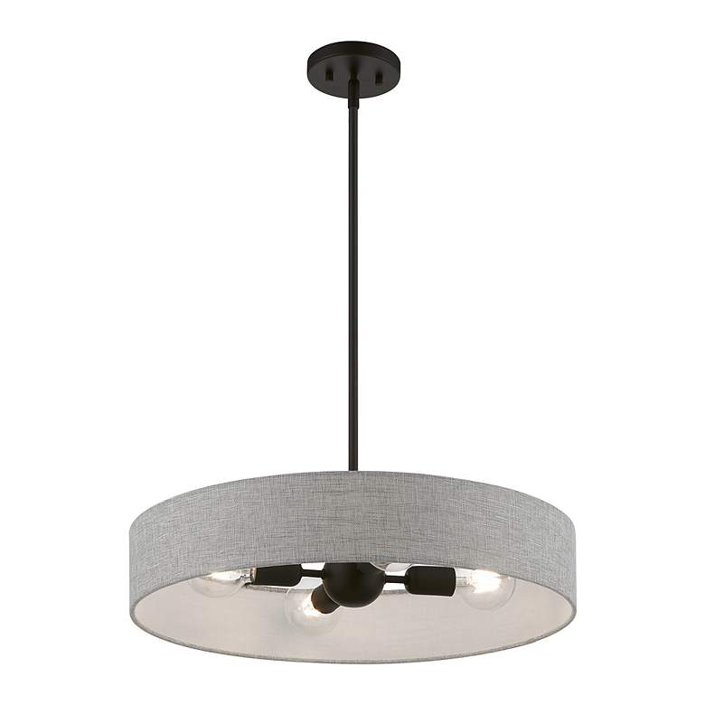 Image 5 Livex Lighting Elmhurst 22" Wide 4-Light Black and Gray Drum Pendant more views