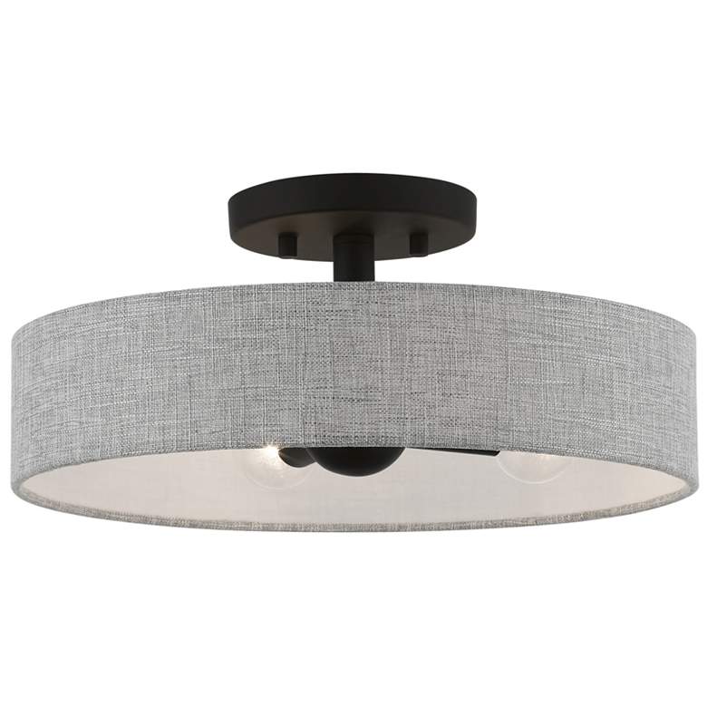 Image 2 Livex Lighting Elmhurst 22" Wide 4-Light Gray Drum Ceiling Light